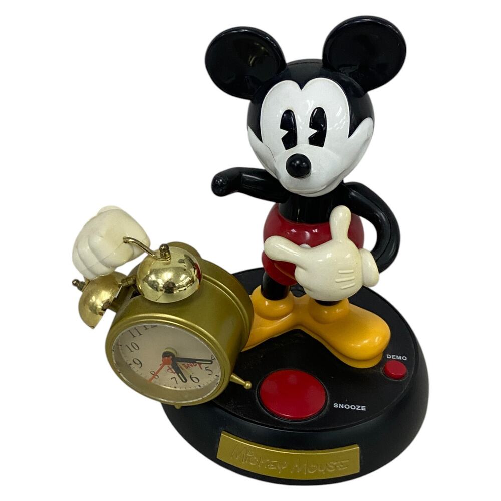Disney Mickey Mouse Animated Talking Twin Bell Alarm Clock Vintage Untested